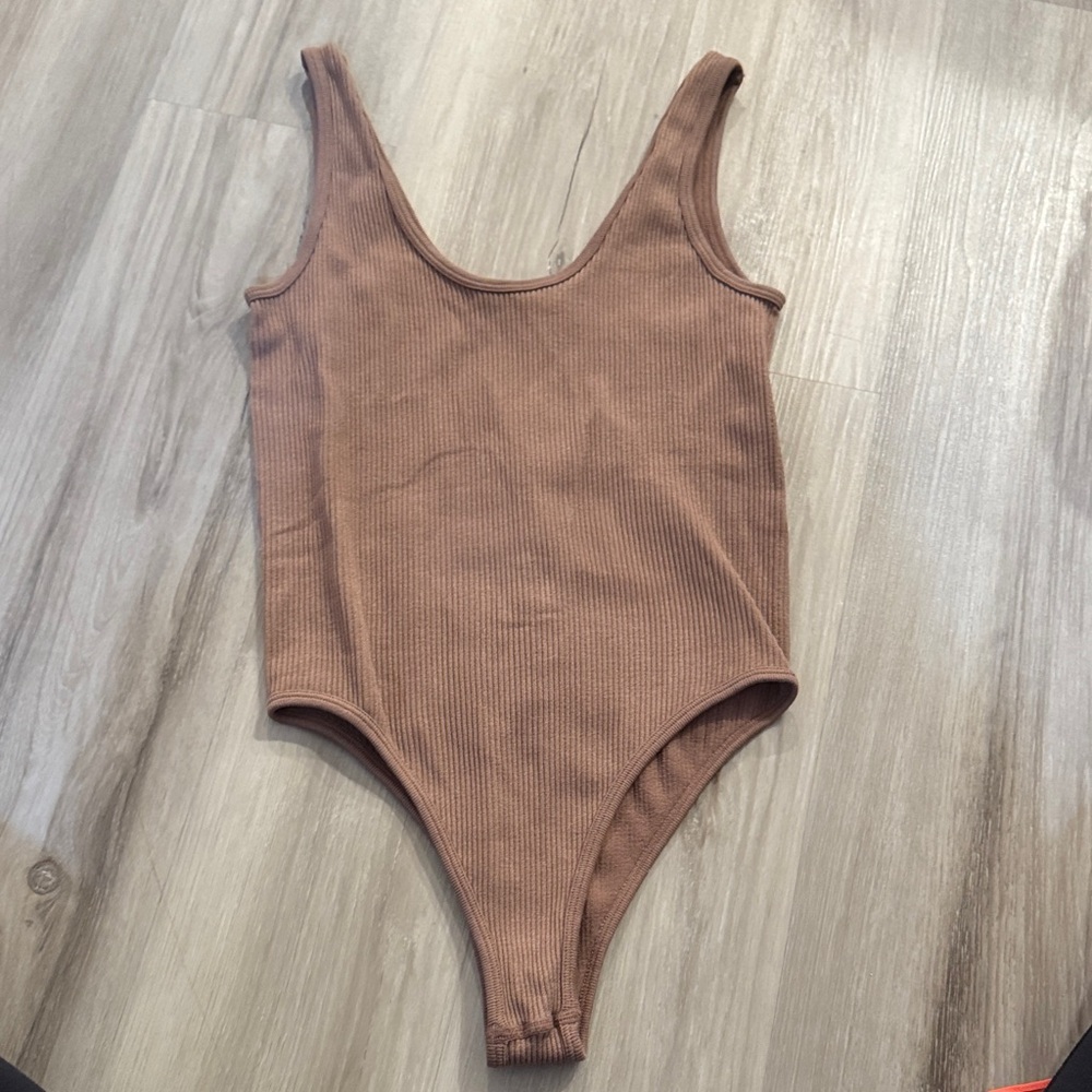 Zara Brown/Mauve Ribbed Bodysuit